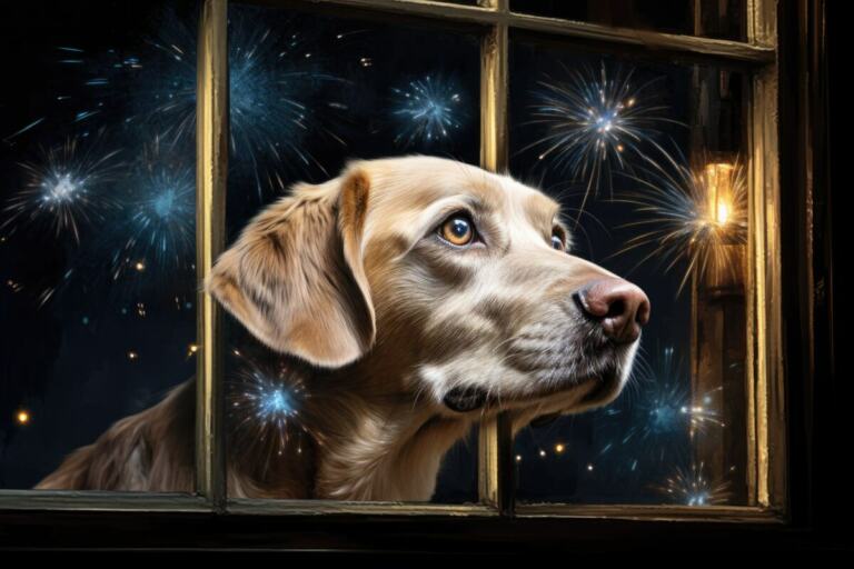 cane paura fuochi d'artificio